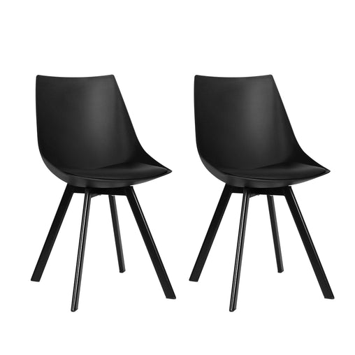 Artiss Set of 2 Lylette Dining Chairs Cafe Chairs PU Leather Padded Seat Black - ozily