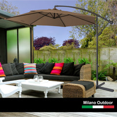 Milano 3M Outdoor Umbrella Cantilever With Protective Cover Patio Garden Shade - Latte - ozily