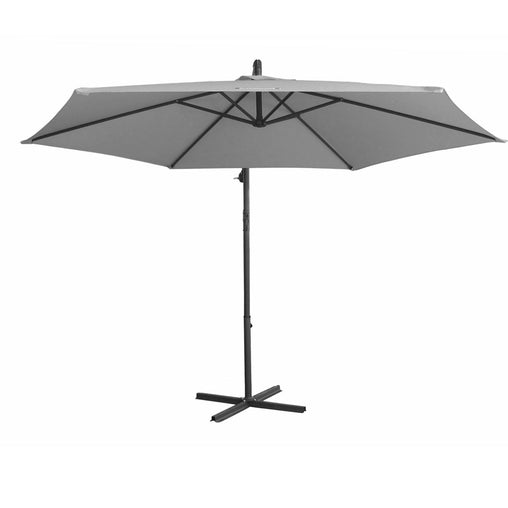 Milano 3M Outdoor Umbrella Cantilever With Protective Cover Patio Garden Shade - Grey - ozily