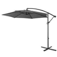 Milano 3M Outdoor Umbrella Cantilever With Protective Cover Patio Garden Shade - Charcoal - ozily