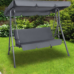 Milano Outdoor Swing Bench Seat Chair Canopy Furniture 3 Seater Garden Hammock - Grey - ozily