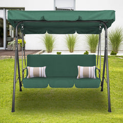 Milano Outdoor Swing Bench Seat Chair Canopy Furniture 3 Seater Garden Hammock - Dark Green - ozily