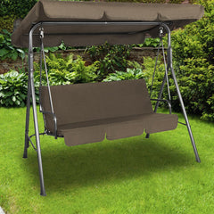 Milano Outdoor Swing Bench Seat Chair Canopy Furniture 3 Seater Garden Hammock - Coffee - ozily