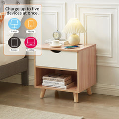 Bedside Table with Powerboard & USB Ports - ozily