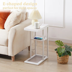 Bedside Table with Power - Chic Look, White - ozily