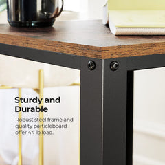2-Tier Side Table with Storage Shelf with Metal Frame Rustic Brown - ozily