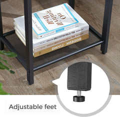 Rustic Brown Side Table with Mesh Shelf - ozily