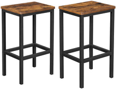 Bar Set Stools of 2 Bar Chairs, Rustic Brown - ozily
