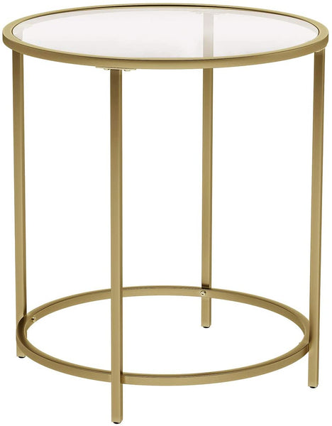 Gold Round Side Table with Golden Metal Frame Robust and Stable - ozily