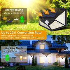 100 Waterproof LED Motion Sensor Solar Security Lights Outdoor (2pack) - ozily