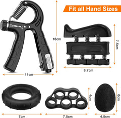 5 Pack Adjustable Resistance Hand Gripper Exerciser Workout Kit - ozily