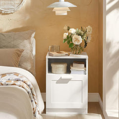 Bedside Table Shelf Drawer, White - ozily