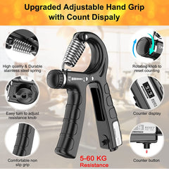 2 Pack Adjustable Hand Grip Strengthener for Hand Grip Strength and Wrist Rehabilitation (Resistance 5-60 kg) - ozily