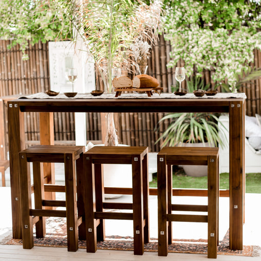 Sturdy bar table & stool set - Natural - ozily