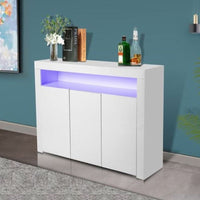 LED High Gloss White Buffet Kitchen Cabinet Sideboard Cupboard White - ozily