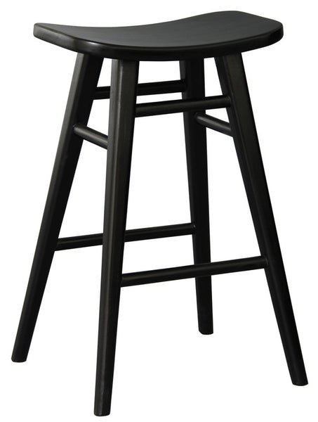 Oval Solid Timber Kitchen Counter Stool (Black) - ozily