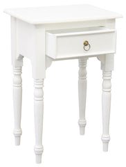 Milly Turn Leg 1 Drawer Side Table (White) - ozily