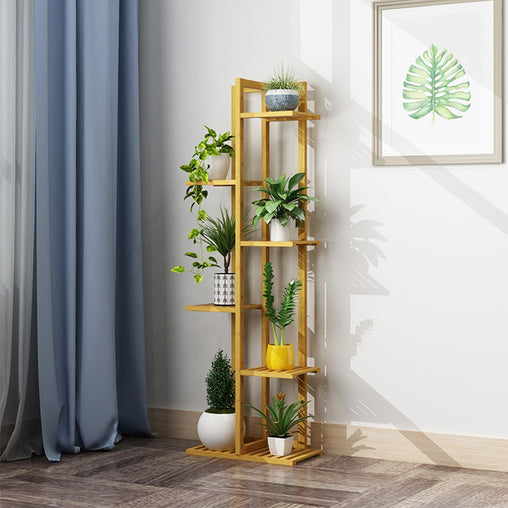 6 Tiers Bamboo Flower Shelf Rack Plant Stand Pots Display Corner Shelving - ozily