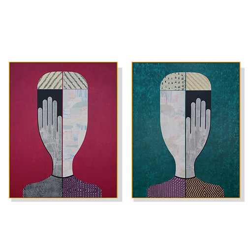 50cmx70cm Abstract Man And Woman 2 Sets Gold Frame Canvas Wall Art - ozily