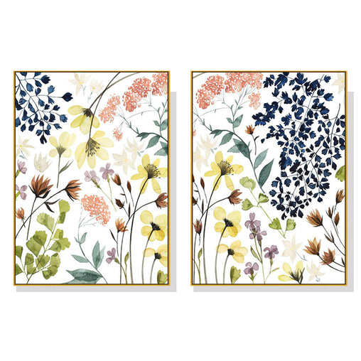 50cmx70cm Flower Composition 2 Sets Gold Frame Canvas Wall Art - ozily