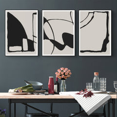 40cmx60cm Black Beige 3 Sets Black Frame Canvas Wall Art - ozily