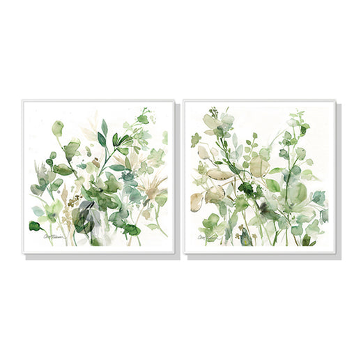 50cmx50cm Sage Garden By Carol Robinson 2 Sets White Frame Canvas Wall Art - ozily