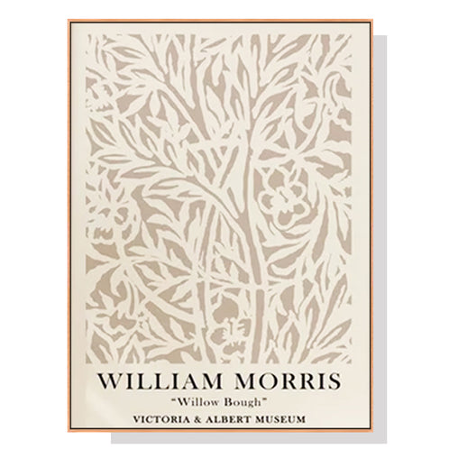 50cmx70cm William Morris Neutral Wood Frame Canvas Wall Art - ozily