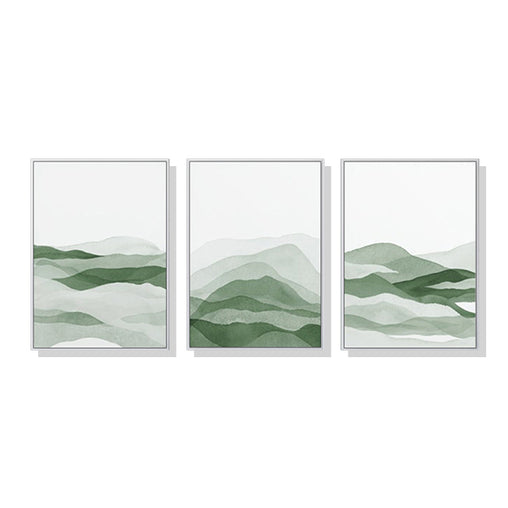 40cmx60cm Sage Green 3 Sets White Frame Canvas Wall Art - ozily