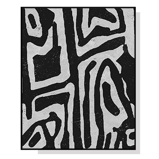 60cmx90cm Abstract Black Artwork Black Frame Canvas Wall Art - ozily