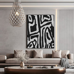 60cmx90cm Abstract Black Artwork Black Frame Canvas Wall Art - ozily