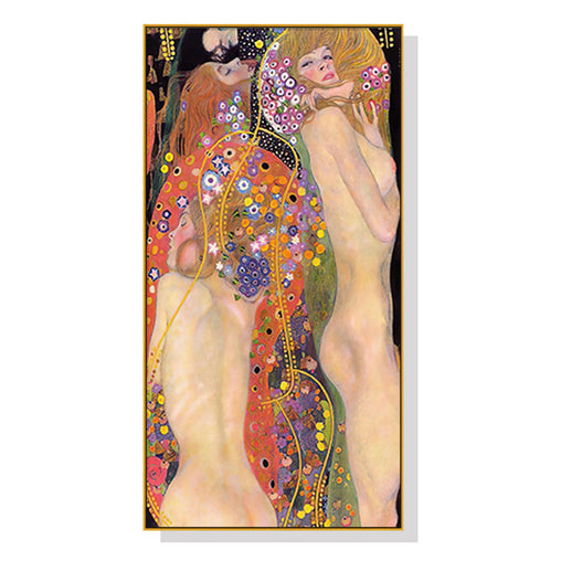 60cmx120cm Water Serpents By Gustav Klimt Gold Frame Canvas Wall Art - ozily