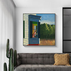 50cmx50cm Cape Cod Morning By Edward Hopper Black Frame Canvas Wall Art - ozily