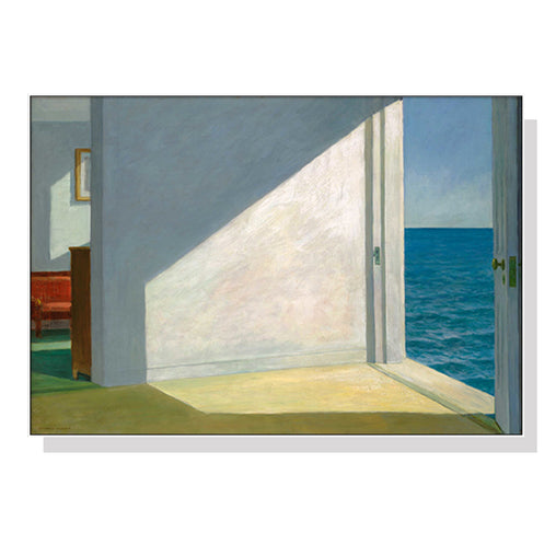 50cmx70cm Room By The Sea By Edward Hopper White Frame Canvas Wall Art - ozily