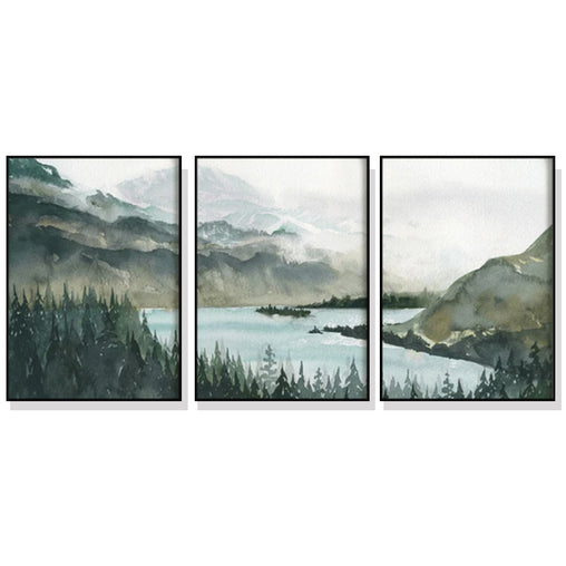 60cmx90cm Landscape 3 Sets Black Frame Canvas Wall Art - ozily