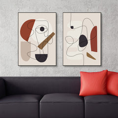 50cmx70cm Abstract Line Art By Picasso 3 Sets Black Frame Canvas Wall Art - ozily