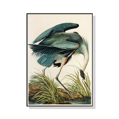 50cmx70cm Great Blue Heron By John James Audubon Black Frame Canvas Wall Art - ozily