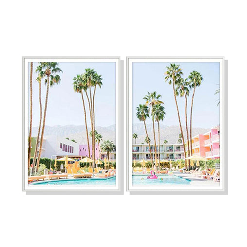 70cmx100cm Saguaro Hotel 2 Sets White Frame Canvas Wall Art - ozily