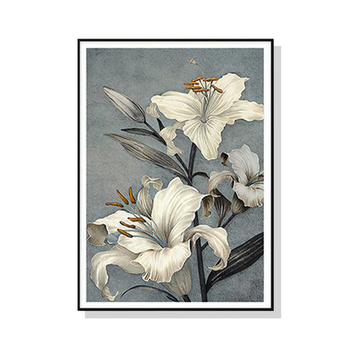 60cmx90cm Floral Lily II Black Frame Canvas Wall Art - ozily