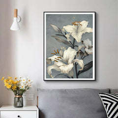 80cmx120cm Floral Lily II Black Frame Canvas Wall Art - ozily
