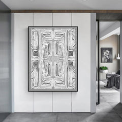 60cmx90cm Abstract Mountain Black Frame Canvas Wall Art - ozily