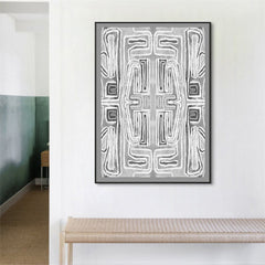 70cmx100cm Abstract Mountain Black Frame Canvas Wall Art - ozily