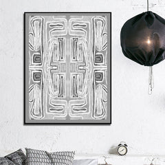70cmx100cm Abstract Mountain Black Frame Canvas Wall Art - ozily