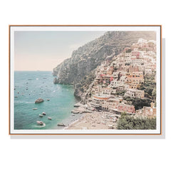 60cmx90cm Italy Amalfi Coast Wood Frame Canvas Wall Art - ozily