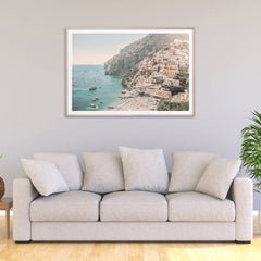 70cmx100cm Italy Amalfi Coast Wood Frame Canvas Wall Art - ozily