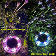 10 x Solar LED Hand-made Art Stained Glass Inground Light for Garden Outdoor Deck Path - ozily
