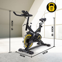 PROFLEX Commercial Spin Bike Flywheel Exercise Workout Home Gym Yellow - ozily