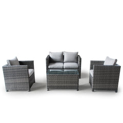 LONDON RATTAN Outdoor Furniture 4pc Setting Chairs Lounge Set Wicker Sofa Couch - ozily