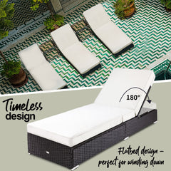 LONDON RATTAN Wicker Premium Outdoor Sun Lounge Pool Furniture Bed - ozily