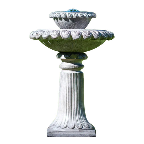 PROTEGE Solar Powered Water Feature Fountain Bird Bath with Lighting Light Grey - ozily
