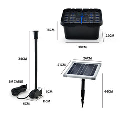 PROTEGE 5W Solar Powered Water Fountain Pump Pond Kit with Eco Filter Box - ozily